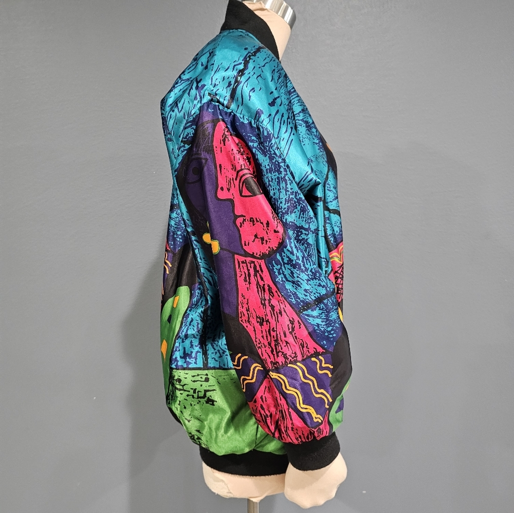 Vintage VENEZIA Women Picasso Print Bomber Windbreaker Jacket 14/16 - Picture 4 of 9